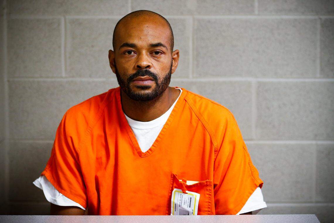Keith White, of Lexington, in an interview room at the Fayette County Detention Center on Aug. 9, 2018. White was arrested on July 29, 2018, for possession of cocaine, possession of marijuana. He was unable to post the $7,500 bond set by now-retired Fayette County District Court Judge Megan Thornton and was incarcerated for a total of 83 days. After being indicted on felony charges, White’s case moved to circuit court. On Oct. 25, then-Fayette Circuit Court Judge Pamela Goodwine released White but set no bail.