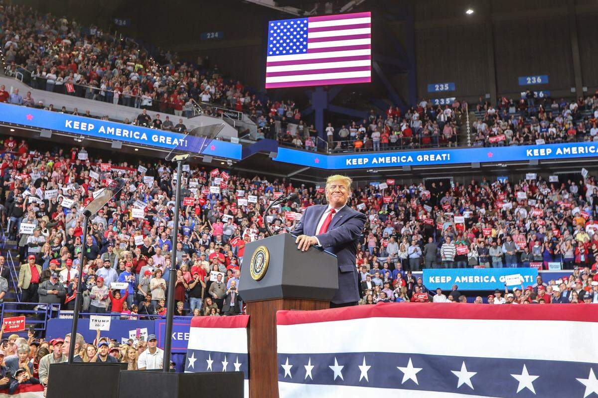 President Donald Trump speaks to a crowd of thousands at Rupp Arena on Monday, November 4. Trump was in town to support Gov. Matt Bevin before the general election on Tuesday.