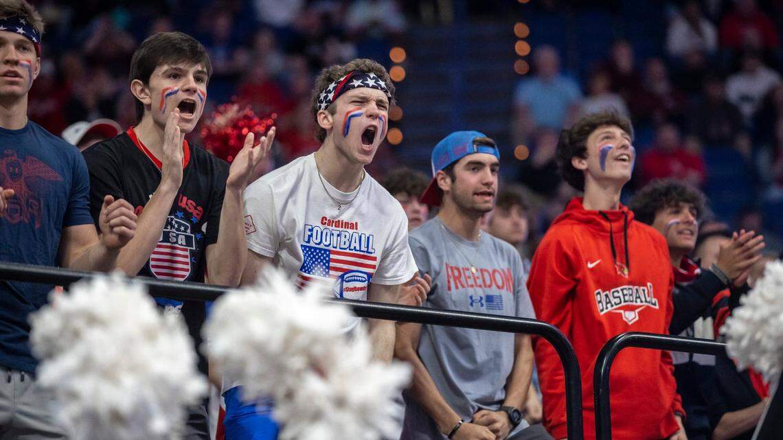 Clark County fans cheer during the 2022 UK HealthCare Boys Sweet 16 at Rupp Arena in Lexington, Ky., on Friday, March 18, 2022.