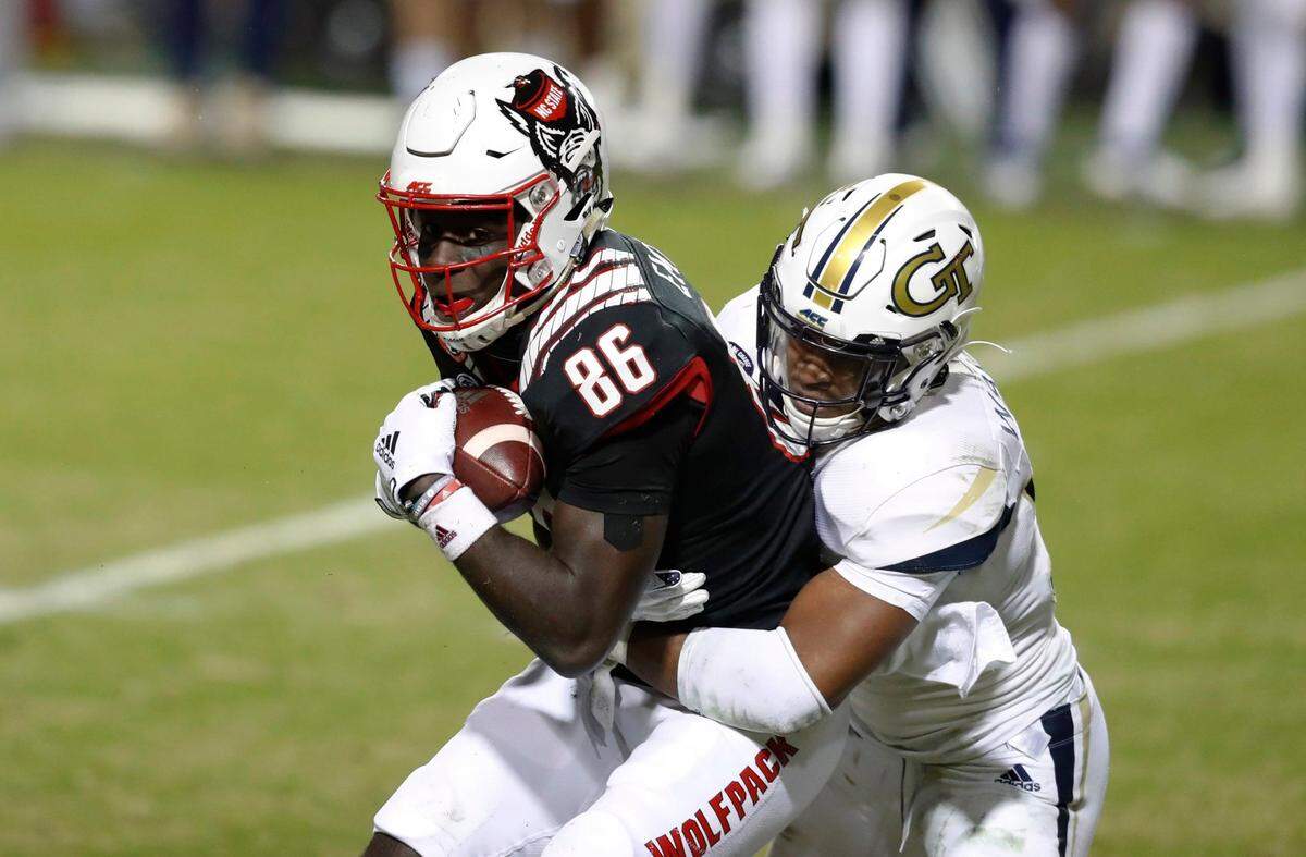 North Carolina State wide receiver Emeka Emezie (86) is sixth in school history in career receptions (164) and seventh in career receiving yards (2,049).