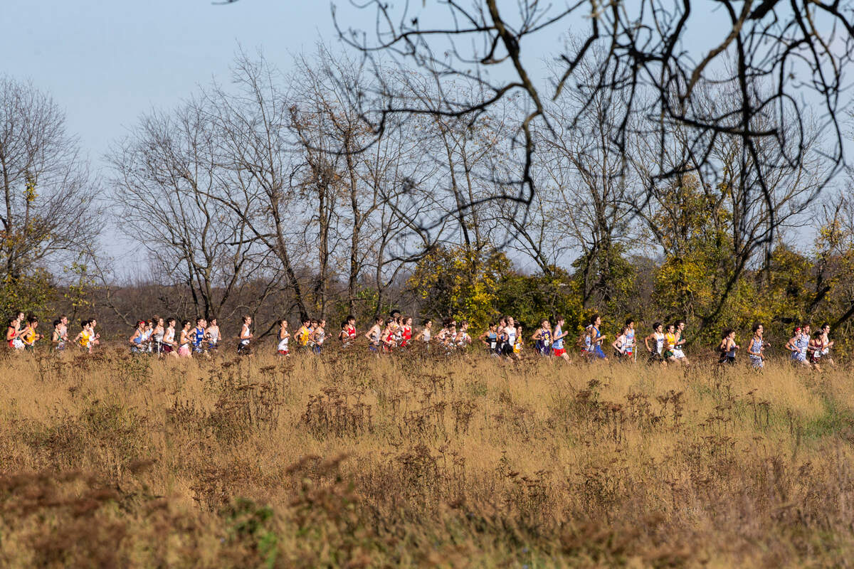 Runners compete at the 2020 KHSAA Class 3A Boys State Cross Country Championships in Bourbon County, Ky., Saturday, Oct. 31, 2020.