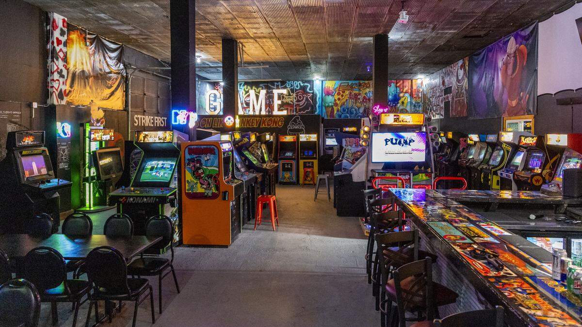 Retro Social Freeplay Arcade, photographed Thursday, Jan. 22, 2026 in Frankfort, Ky., has more than 60 vintage arcade games. Co-owner Kerry Azbill started collecting the retro games “for pure nostalgia,” driving to nearby states, buying and selling the games. “It's been a two and a half year venture, and it's been a long slog of getting where we are now. But I couldn't be happier,” said Azbill.