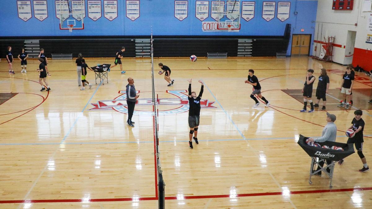 The West Jessamine boys’ volleyball teams practices on March 13. Among the 28 boys’ teams competing n Kentucky this spring, there are five from Lexington&nbsp;— Lafayette, Henry Clay, Paul Laurence Dunbar, Sayre and Tates Creek.