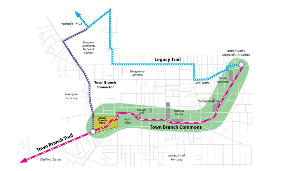 A map of Lexington’s downtown trail system once sections are completed.