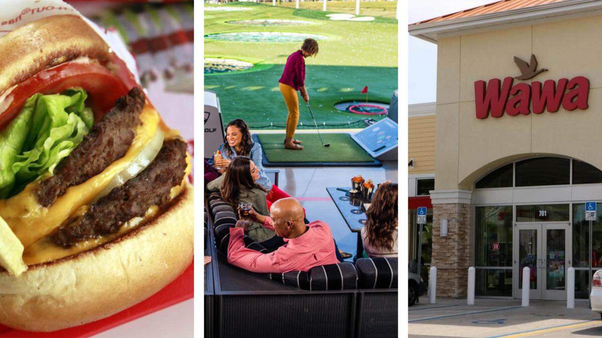 Three of the restaurants and stores readers would like to see come to Lexington and Central Kentucky: from left, an In-N-Out “Double Double” burger, Topgolf sports entertainment complex and Wawa convenience store.