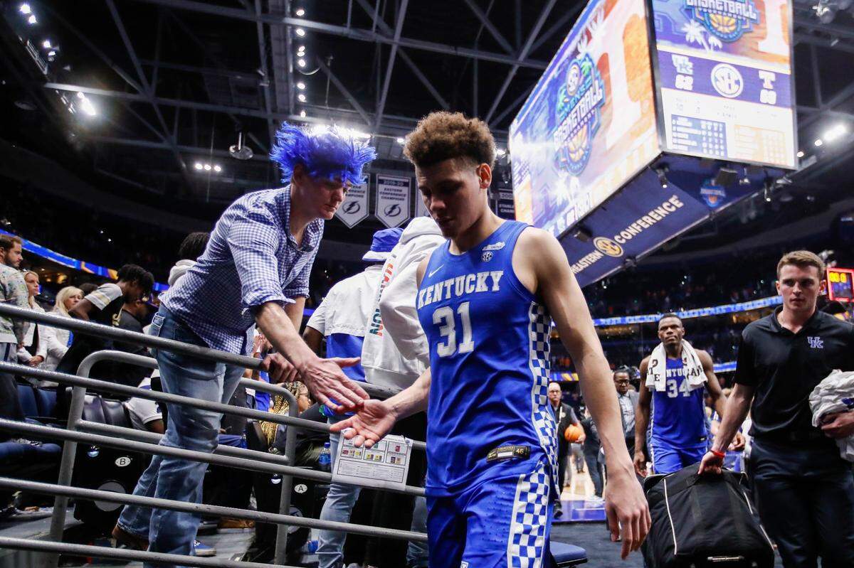 Kentucky’s Kellan Grady is averaging 11.5 points this season, but he only totaled 10 points in the team’s two SEC Tournament games.