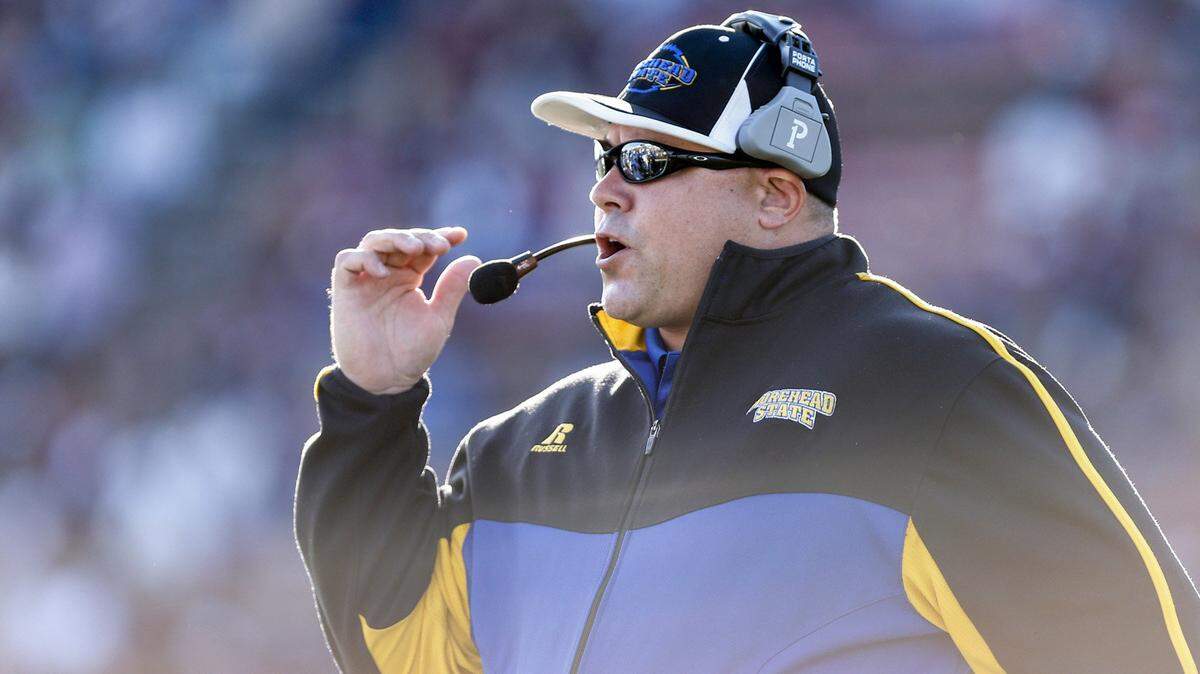 Morehead head coach Rob Tenyer and his Eagles took on Eastern Kentucky at Roy Kidd Stadium in Richmond on Sept. 13, 2014.