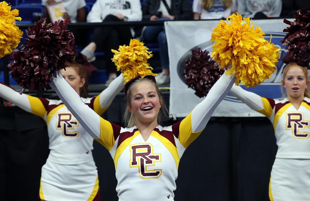 Cooper cheerleaders perform during Friday night’s Sweet 16 quarterfinals in Rupp Arena.