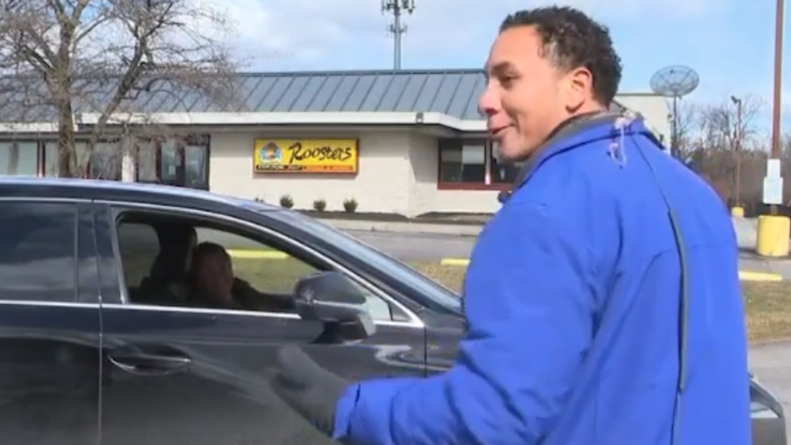 Myles Harris, a reporter for ABC 6 and FOX 28 in Columbus, Ohio, was greeted by his mom while he was at work, video shows.