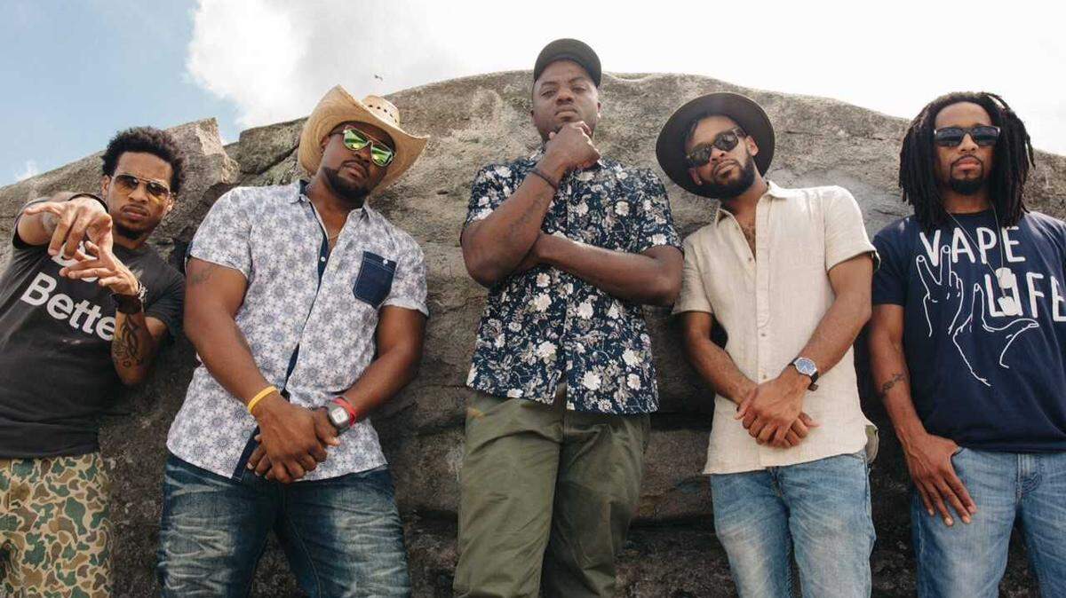 Nappy Roots, from left, Skinny DeVille, B. Stille, Fish Scales, guest artist 808 South and Ron Clutch will be in Lexington at the Lyric Theater.