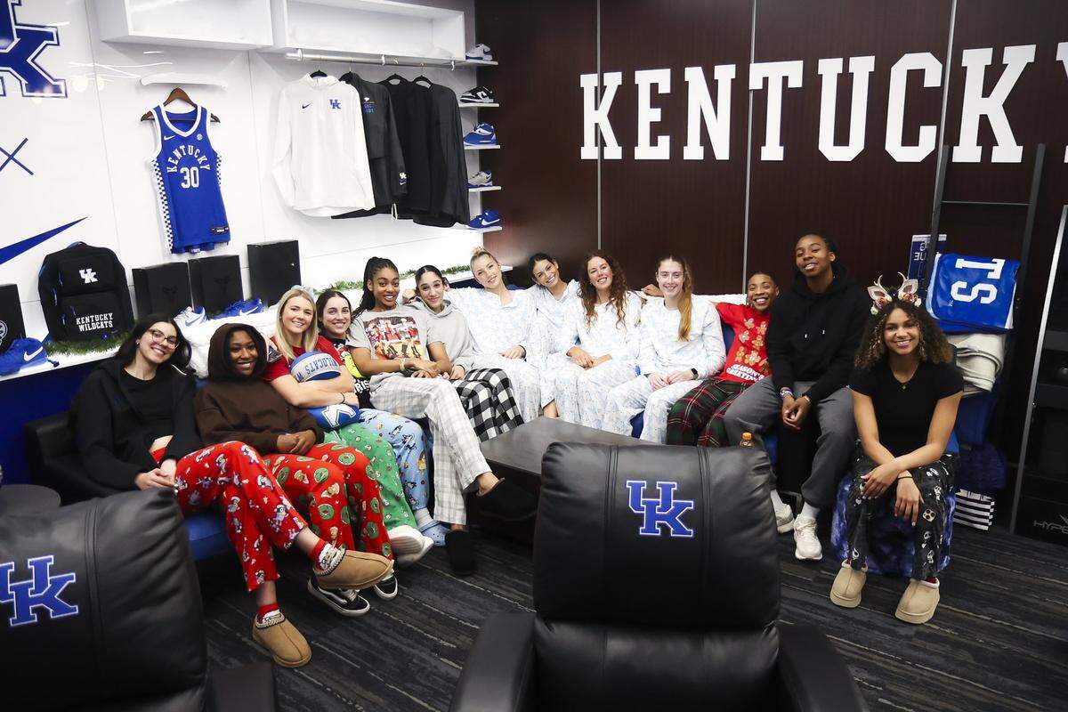 Kentucky’s players were in a festive spirit before the team’s annual holiday game in Memorial Coliseum on Friday night. The Wildcats improved to 10-1 with the victory over Belmont.