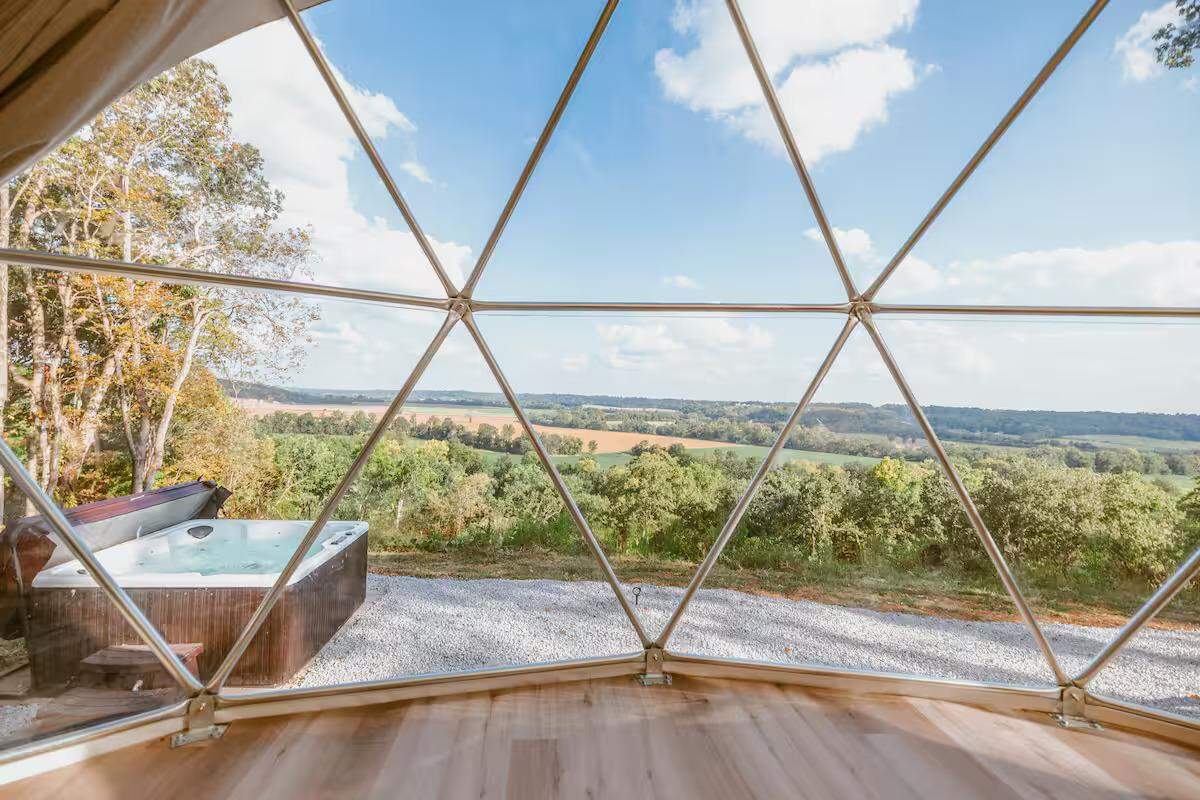 A view of the hot tub and the overlook at My Old Kentucky Dome.