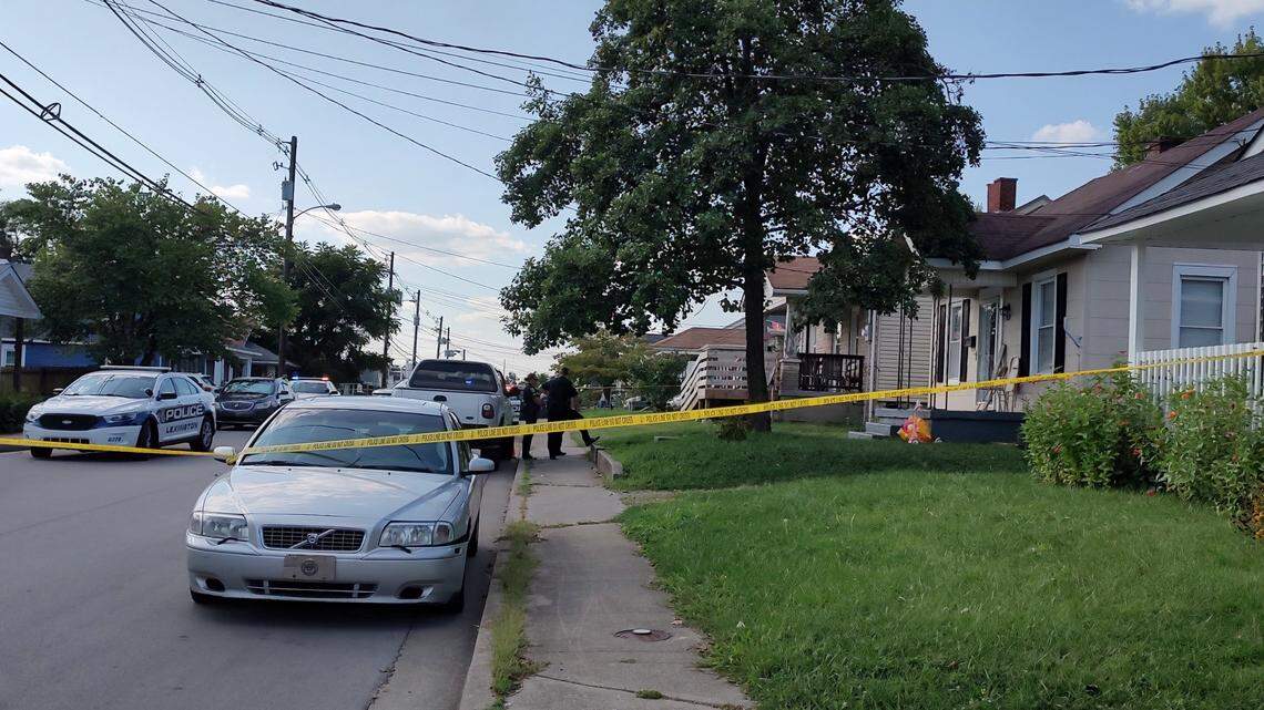 The Lexington Police Department worked at the scene of a shooting on the 900 block of Delaware Ave. Tuesday evening.