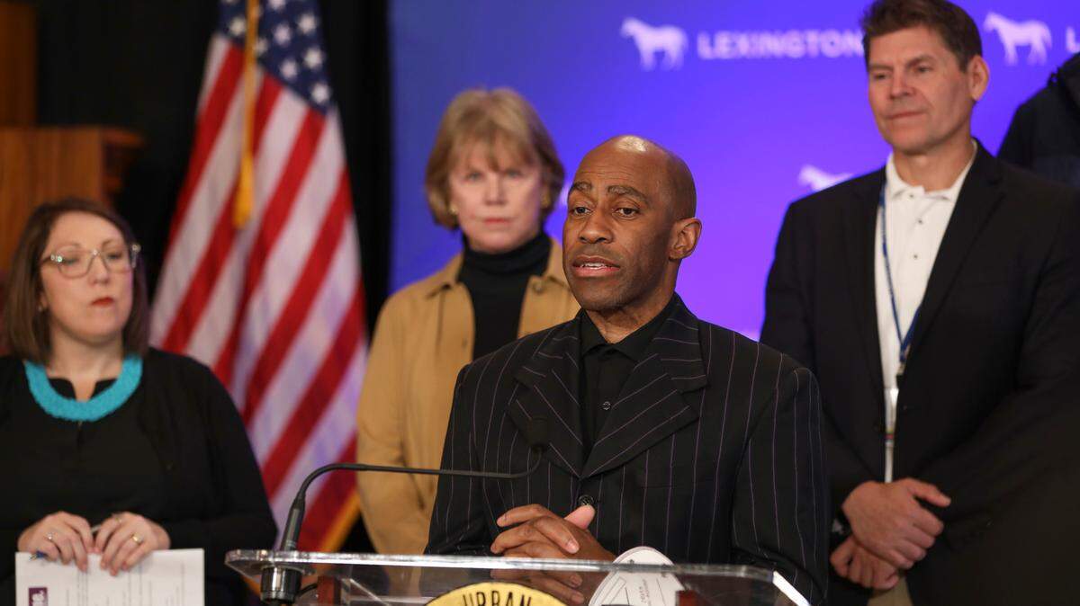 Whit Whitaker, Executive Director of The Lyric Theatre & Cultural Arts Center, speaks during the launch of the domestic violence prevention campaign It’s Time Nov. 2, 2022.