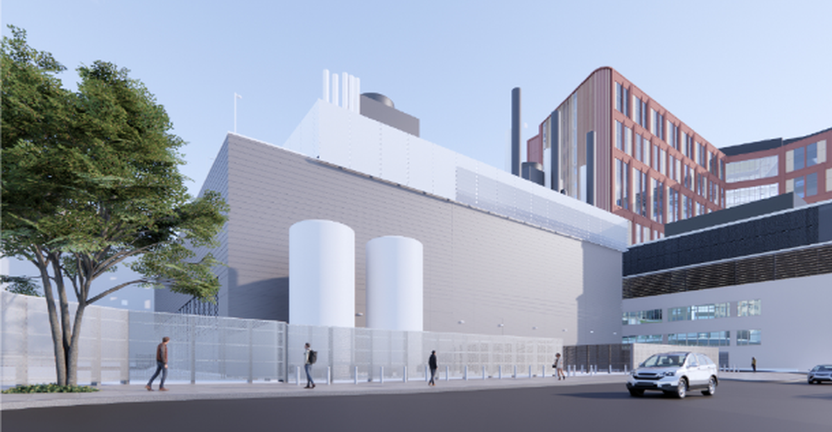 A rendering of the central utility plant for expanding the University of Kentucky Albert B. Chandler Hospital.