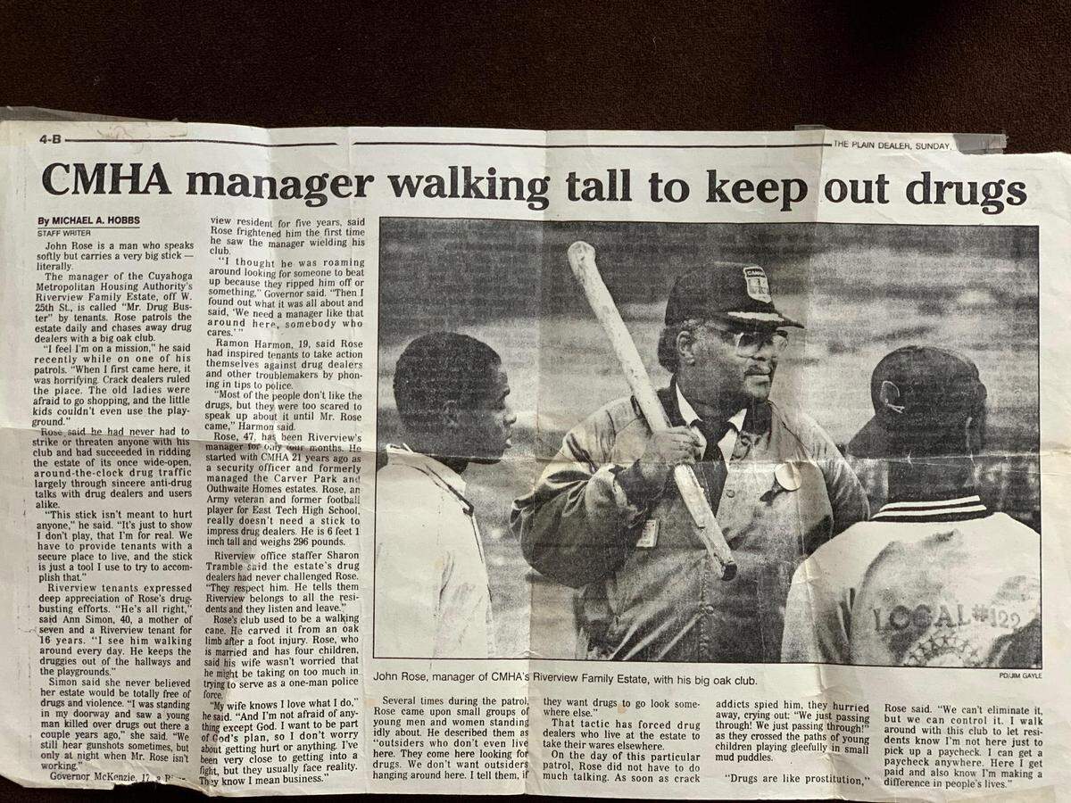 A clipping of an article about John H. Rose, A.J. Rose’s grandfather, published in The Plain Dealer.