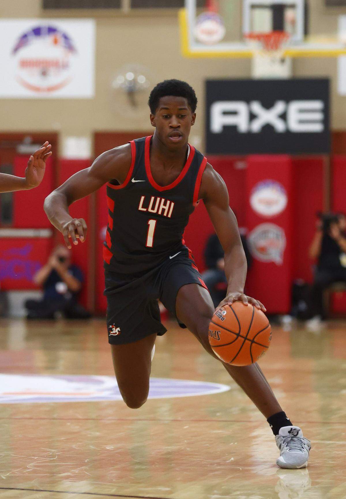 Dec 10, 2022; Scottsdale, AZ, USA; Long Island Lutheran guard VJ Edgecombe (1) against Wasatch Academy during the HoopHall West basketball tournament at Chaparral High School. Mandatory Credit: Mark J. Rebilas-USA TODAY Sports