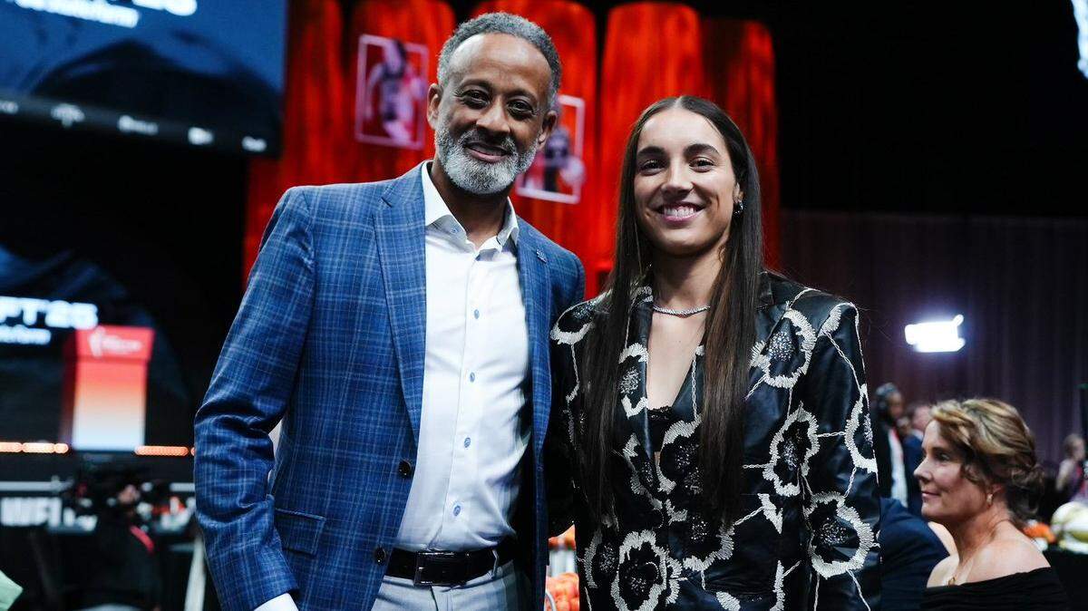 Georgia Amoore, who followed Kenny Brooks from Virginia Tech to Kentucky, was selected sixth overall in the first round of the 2025 WNBA draft by the Washington Mystics.
