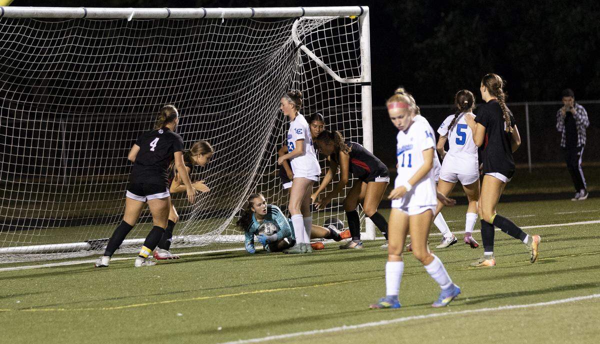Paul Laurence Dunbar goalkeeper Joliet Alexander gathered in a loose ball in the box after a Lexington Catholic corner kick late in the second half of the Bulldogs’ 4-1 win over the Knights on Wednesday.