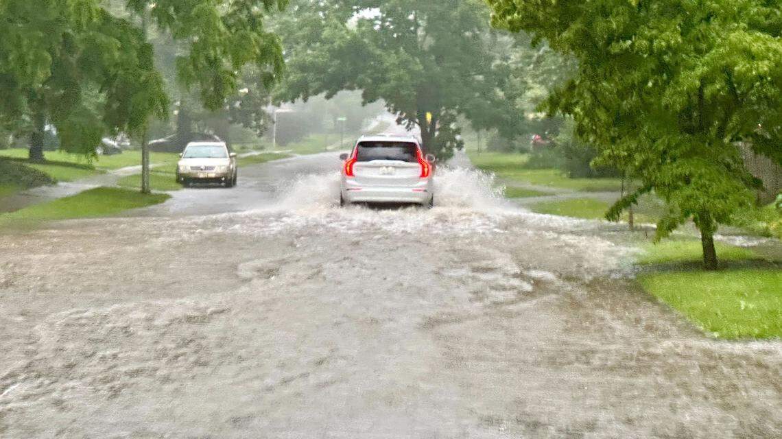 Heavy rainfall Friday morning left a section of Holly Hill Drive in Lexington under high water.