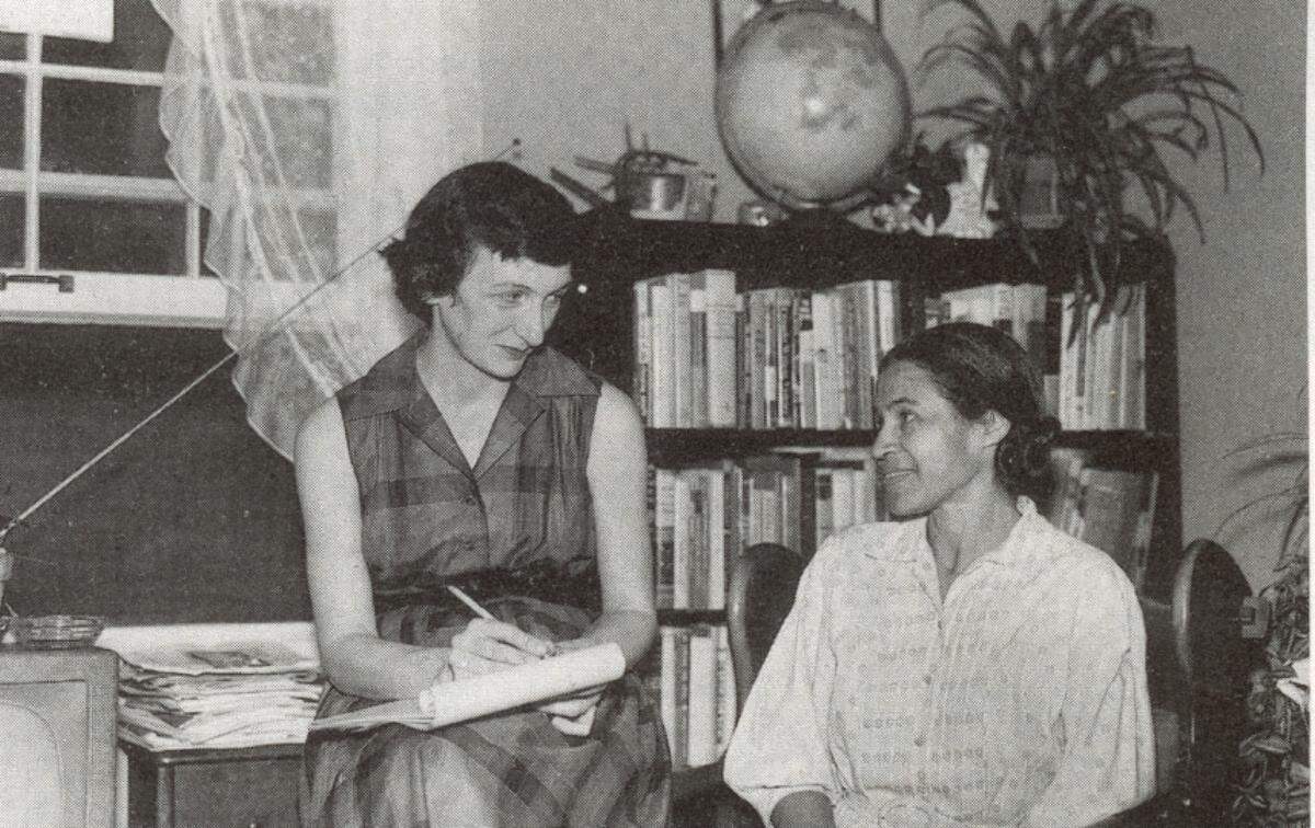 Anne Braden, left, met in her Louisville home with civil rights leader Rosa Parks in the 1960s.