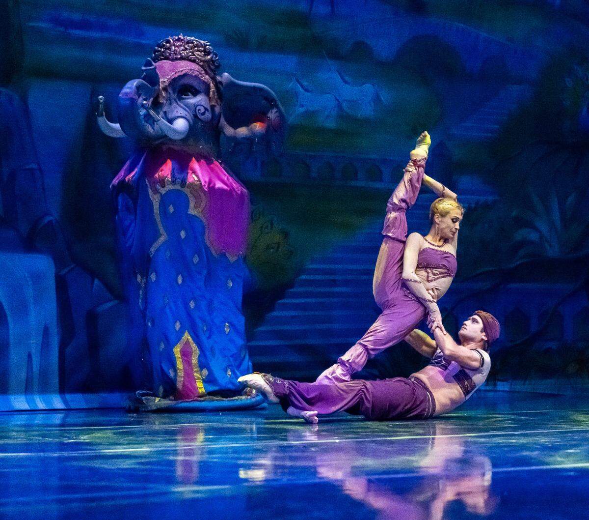 The 2023 production of “Nutcracker! Magical Christmas Ballet” includes 10-foot puppets including a Persian Elephant.