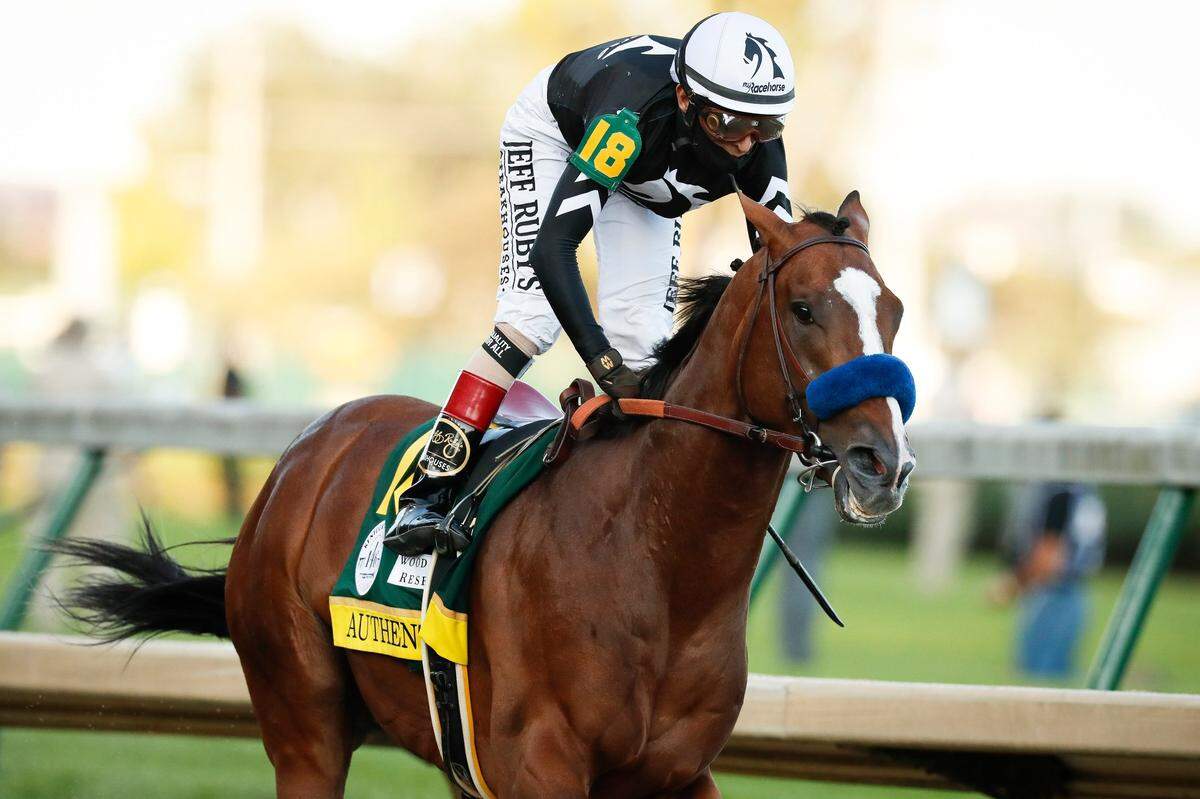 John Velazquez rode Authentic to victory by 1 1/4 lengths over the heavy race favorite, Tiz the Law.