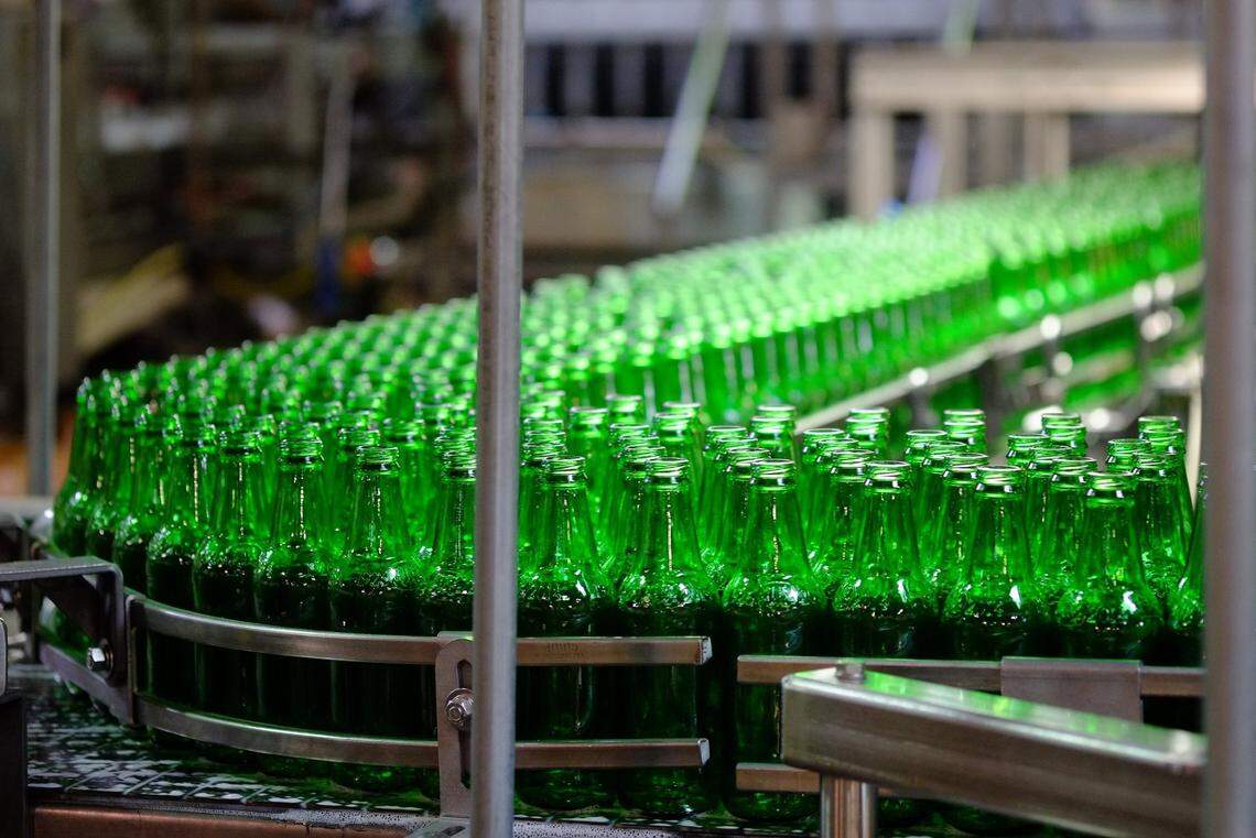 The bottling line at Ale-8-One Bottling Co. in Winchester. Going forward, all bottles will be the shorter-necked versions.