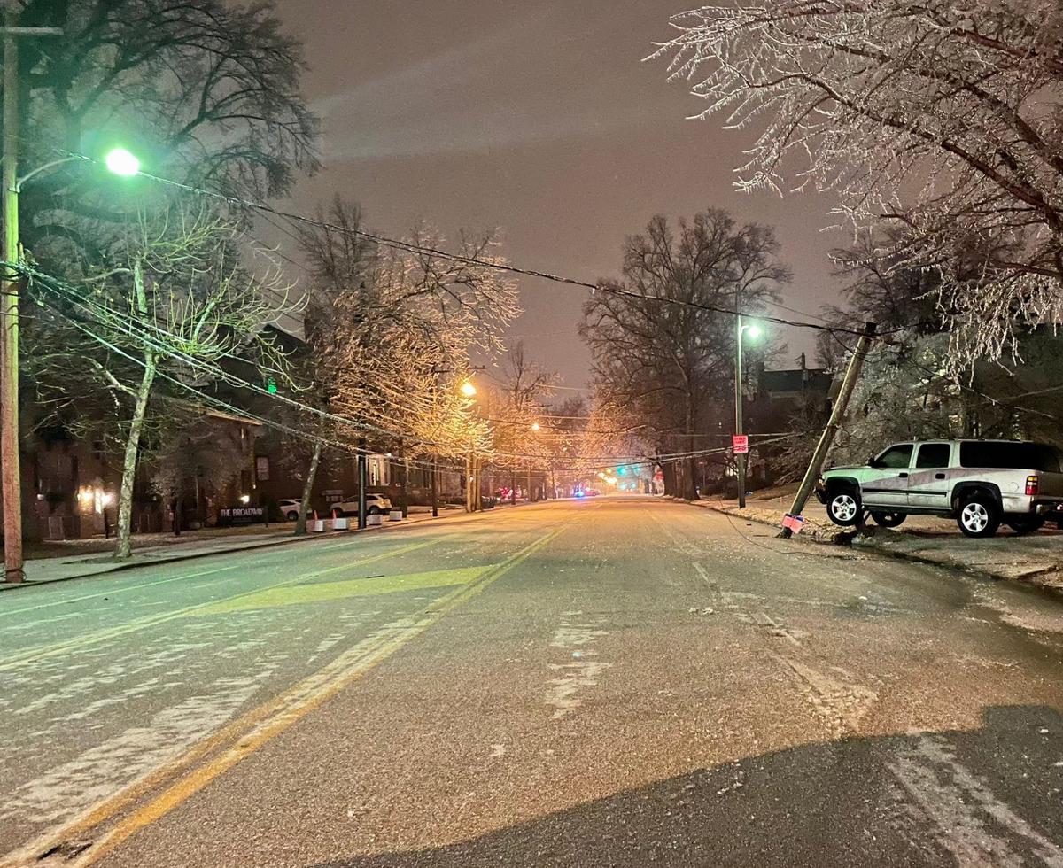 The Lexington Police Department responded to a crash involving a truck and a pole Thursday morning as hazardous roads posed a threat to drivers.