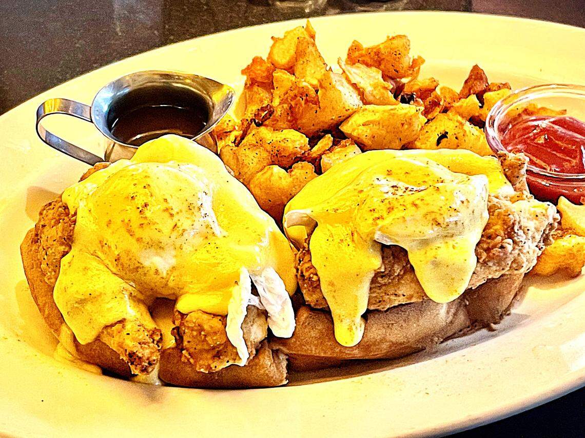 The Cheesecake Factory’s Chicken and Waffles Eggs Benedict