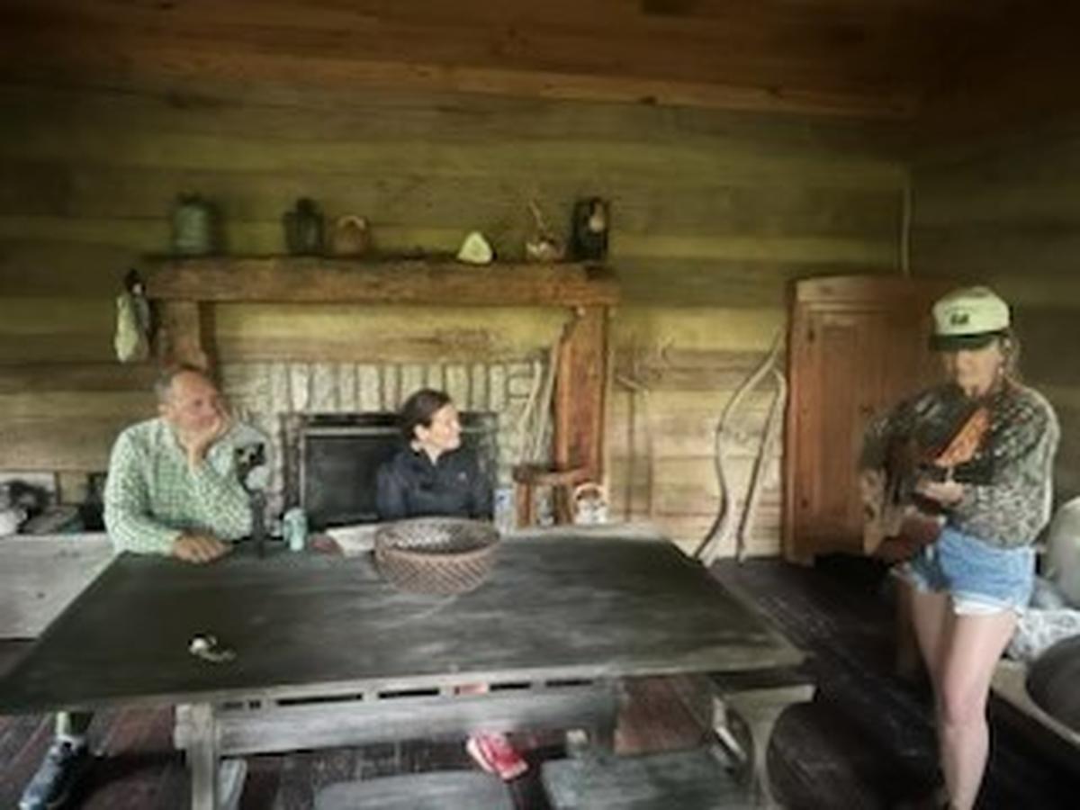 From left, Ethan and Heather Massa, who won a Fishin’ with a Musician experience through Can’d Aid that raises money to provide musical instruments for children. They fished with Arthur Hancock and Kelsey Waldon, right, on the Hancock family’s Stone Farm, which raises Thoroughbreds, and also got a mini-concert.