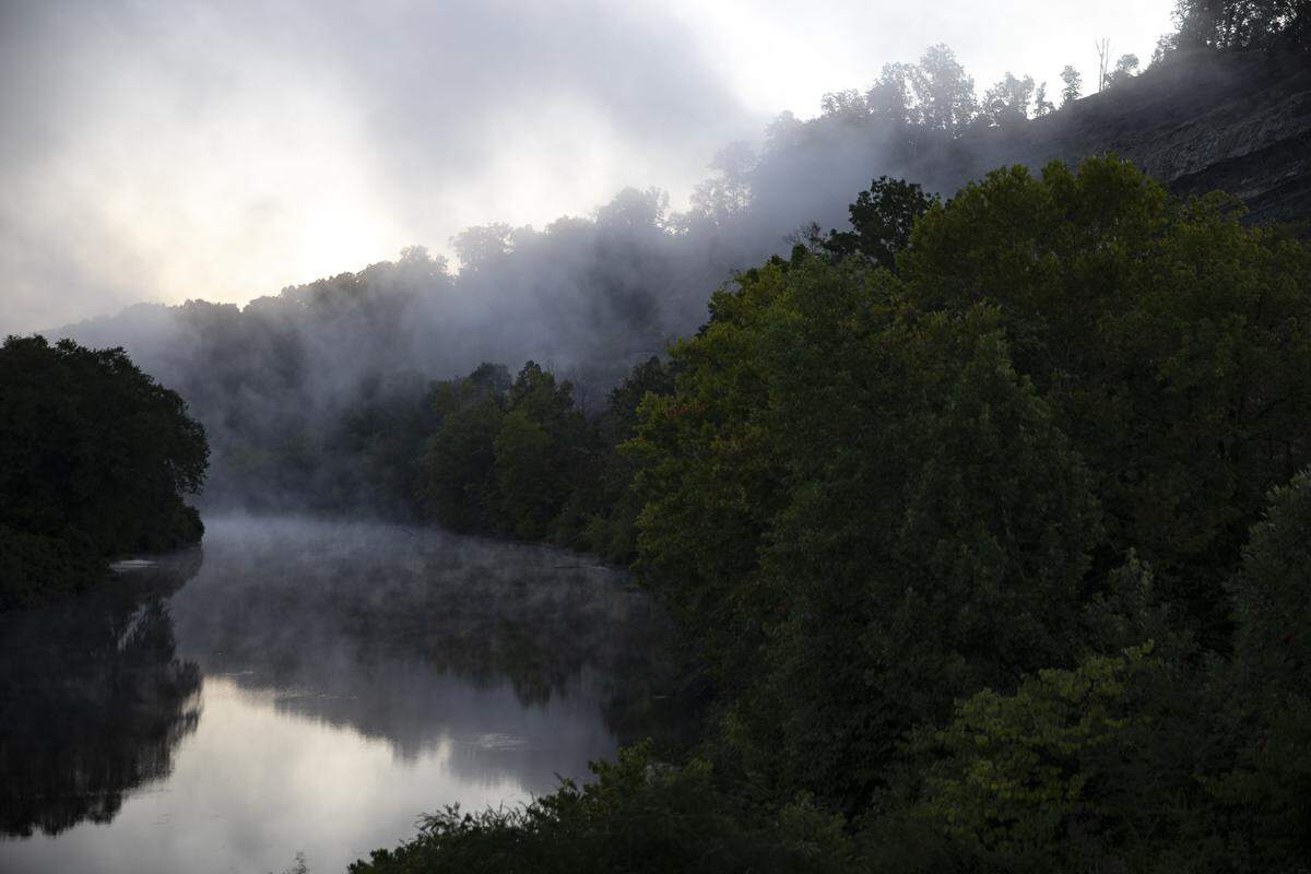 Fog sits above Panbowl Lake in Jackson Friday, Aug. 30.