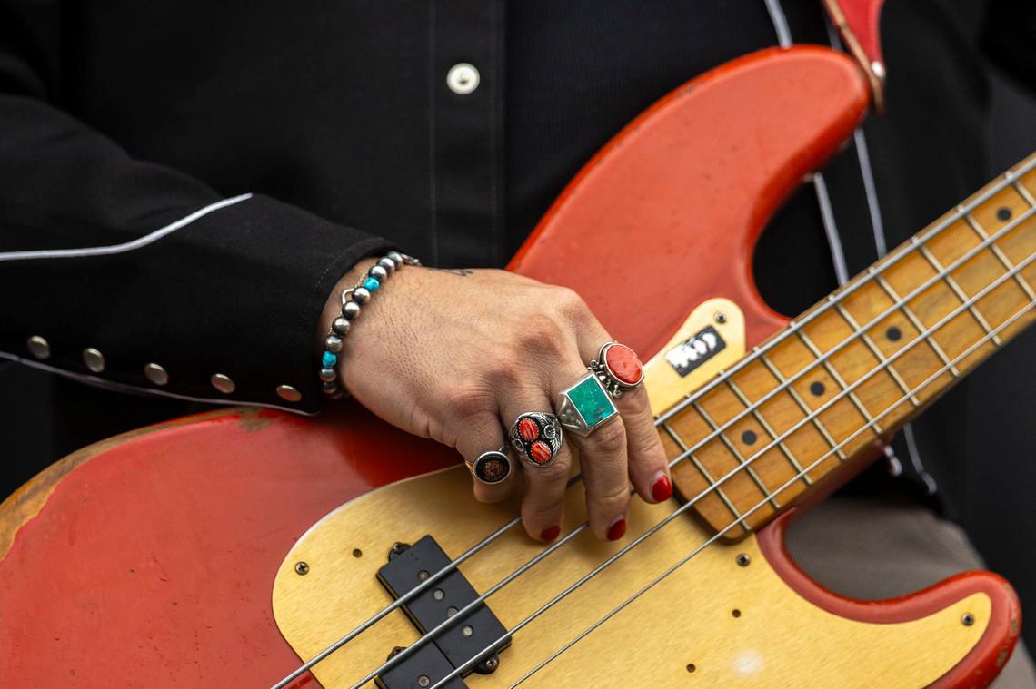 Flatland Cavalry’s Jonathan Saenz performs during the Railbird Music Festival at Red Mile in Lexington, Ky., on Saturday, June 1, 2024.