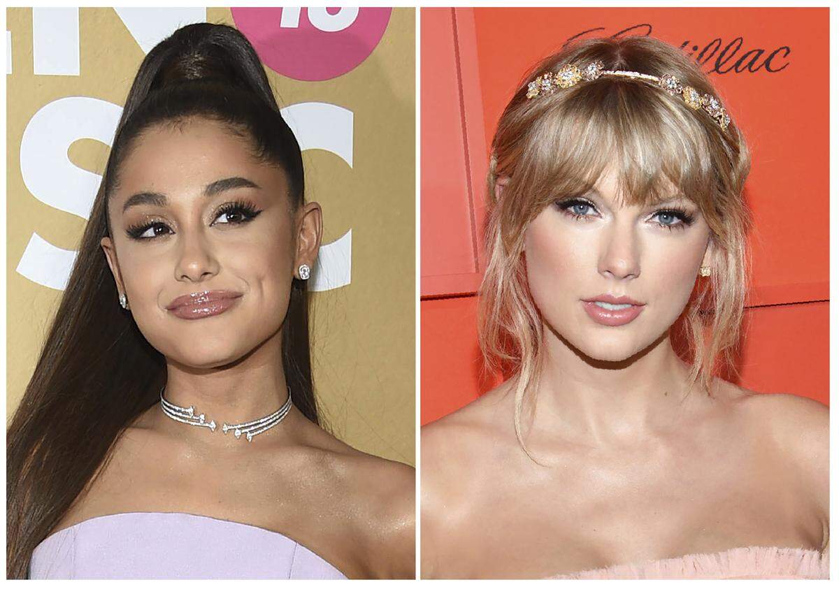 Ariana Grande, 26, left, had a No. 1 chart-topping album in February with “Thank U, Next.” Taylor Swift, 29, recently had a No. 1 album.