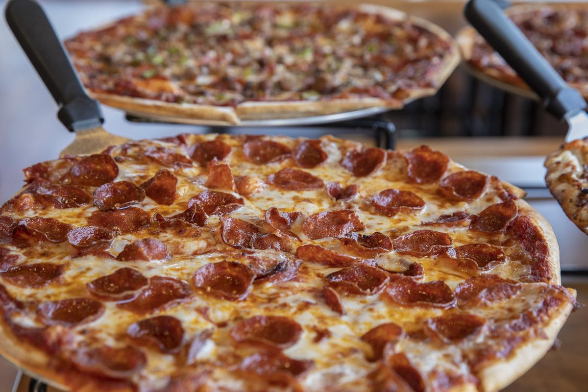 A double pepperoni pizza from LaRosa’s.