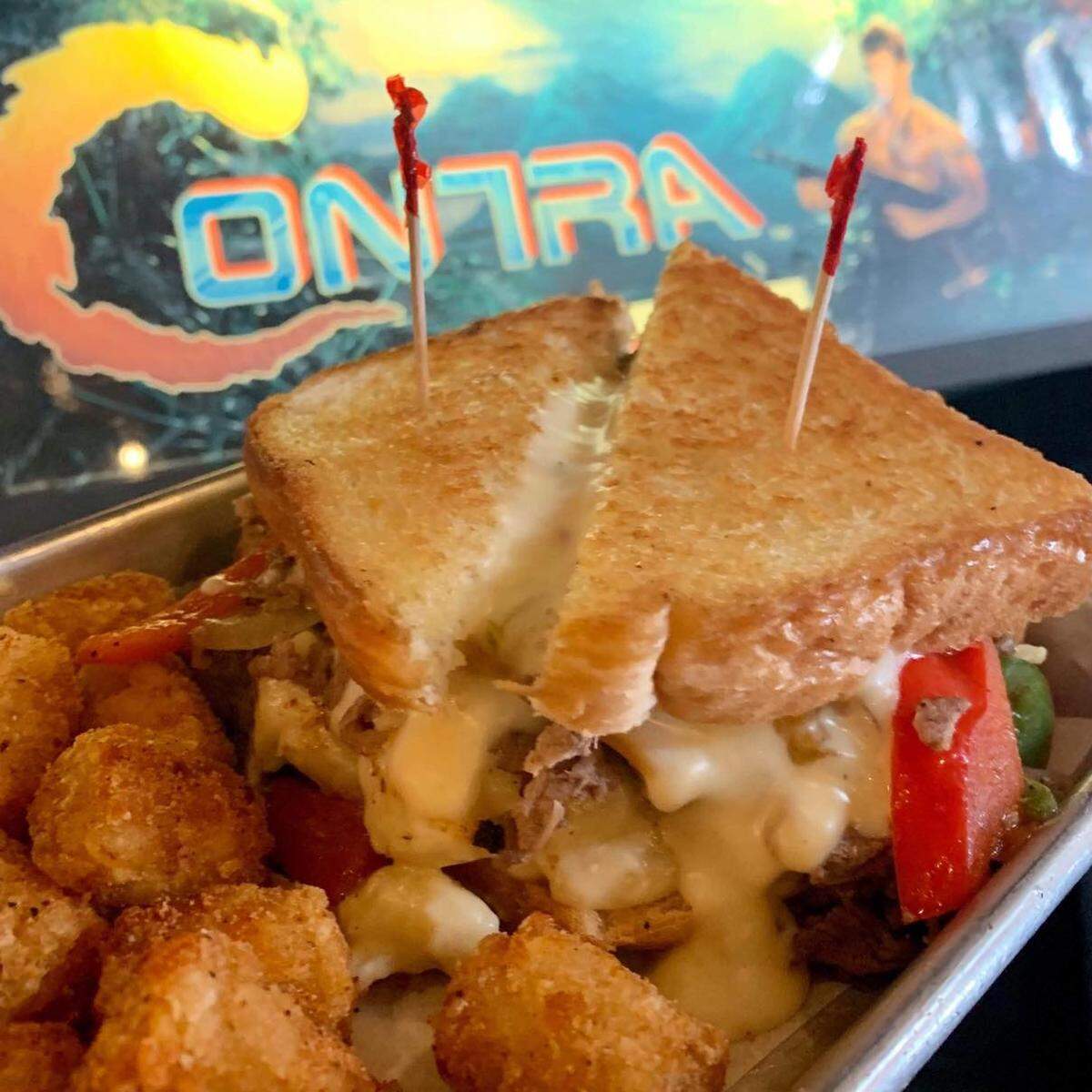 On the menu at Recbar502: The Grilly Philly with steak, melted cheese, grilled peppers & onions, mac and cheese and queso on Texas Toast, with tots. Owner Corey Sims said popular sandwiches and burgers from Recbar likely will be on the menu at Tilty Bob’s, the new restaurant and bar they are opening in Lexington.