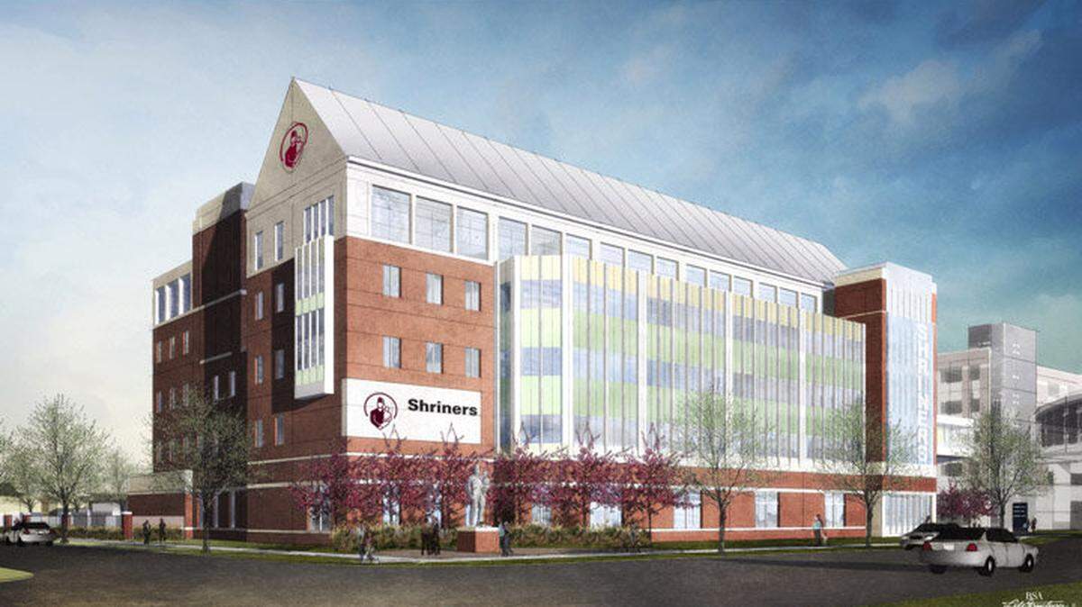 A rendering shows the proposed new Shriners Hospital for Children. The 100,000-square-foot building would be on South Limestone, between Conn Terrace and State Street.