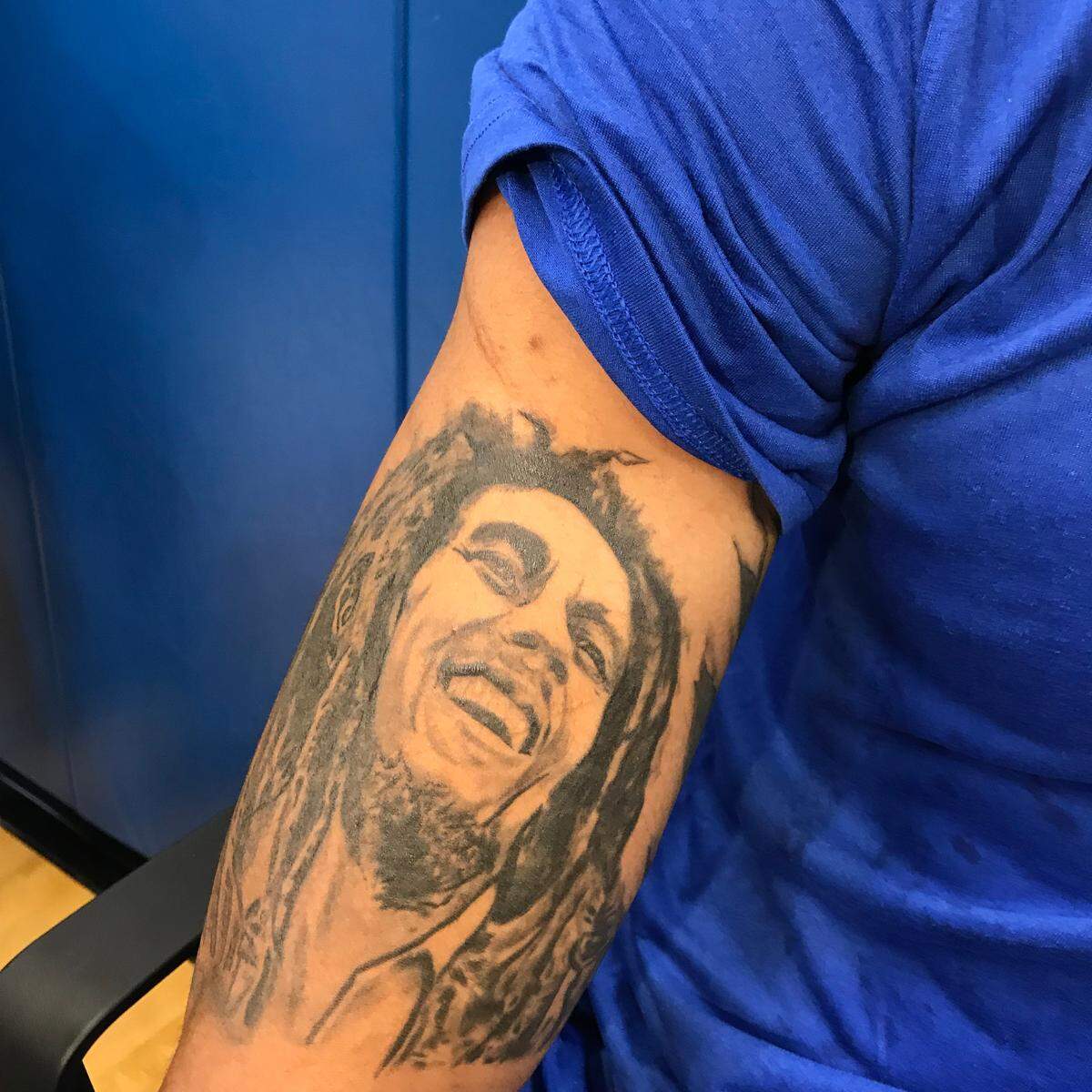 Kentucky basketball player Nick Richards has an image of singer/songwriter Bob Marley tattooed on his right arm. “I thought it’d be a good idea to have a Jamaican icon on my body,” Richards said. “Like, my whole entire arm is dedicated to New York and Jamaica. Places I really grew up in.”