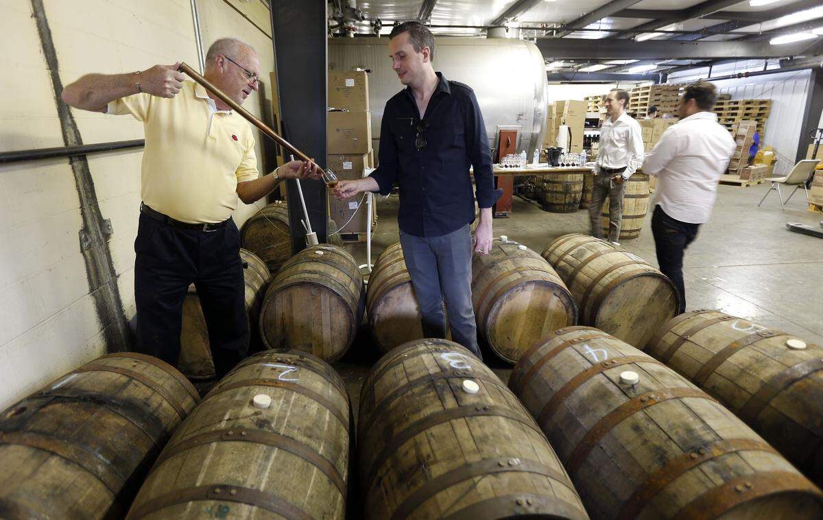 Four Roses Master Distiller Jim Rutledge poured a glass of one of the 10 Four Roses mash bills for Luke Ford to sample during a private barrel selection in 2013. Now retired from Four Roses, Rutledge is releasing a new bourbon, Blue Run.