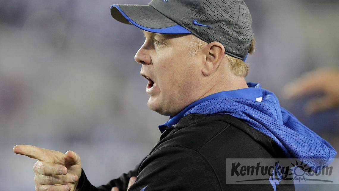 Kentucky head coach Mark Stoops called a time out to challenge a call in the fourth quarter of the Alabama State at Kentucky football game at Commonwealth Stadium in Lexington, Ky., on Saturday Nov. 2, 2013. Photo by Pablo Alcala | Staff