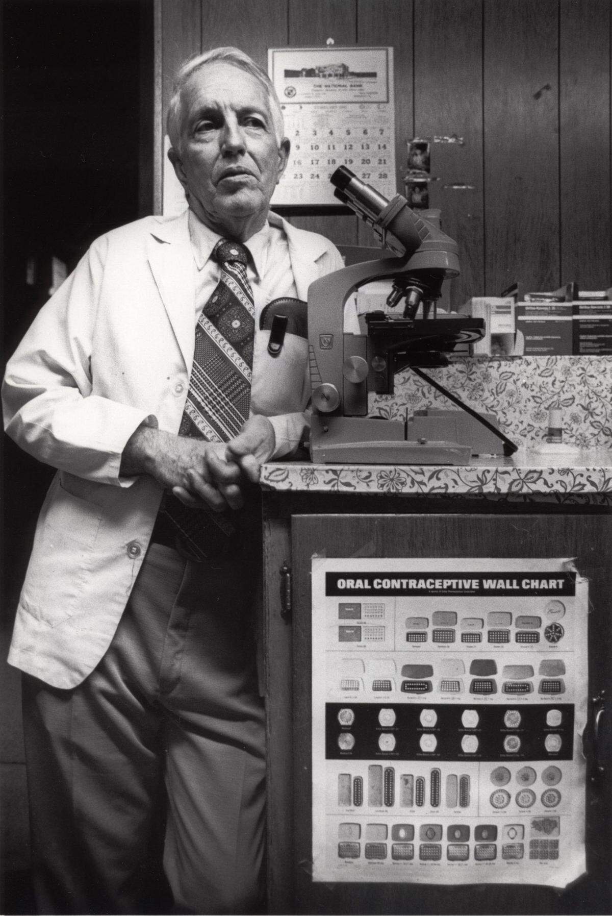 Dr. Ralph Robinson, 67 years old at the time, in his office in Middlesboro, Kentucky on February 2, 1981. Dr. Robinson had been performing abortions for about 10 years at the time of this photo.