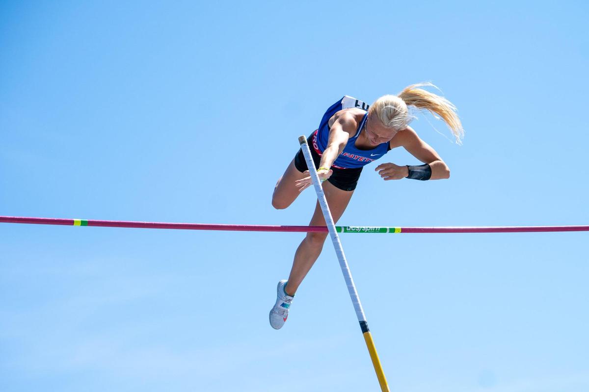Lafayette’s Sarah Ferguson won the state championship and set a meet record in winning the Class 3A pole vault at the University of Kentucky on Saturday.