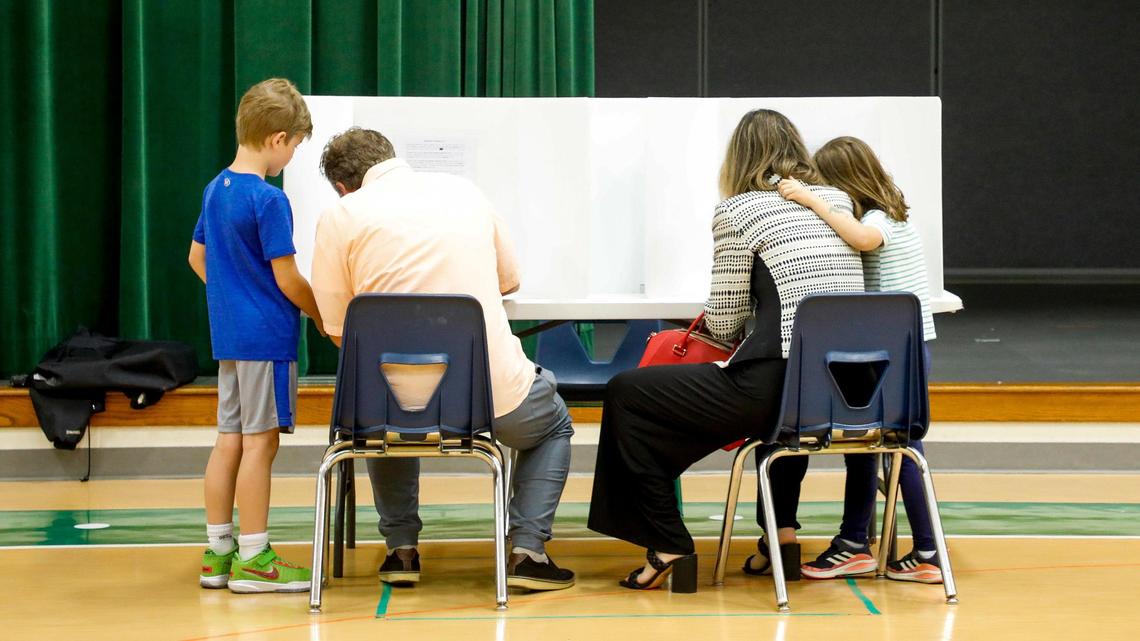Voters cast their ballots at Clays Mill Elementary school on May 16, 2023, as Kentucky went the polls on primary election day across the state. Workers at this precinct said they had 40 people vote in the first two hours the polls were open.
