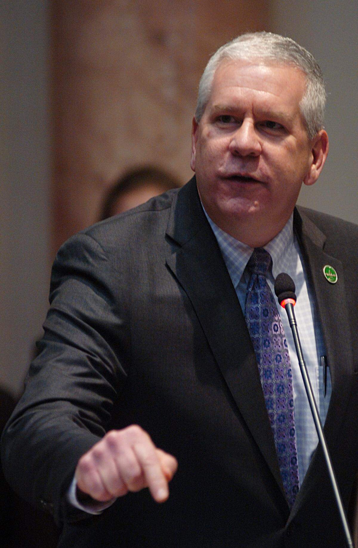 Rep. John Blanton, R-Salyersville, speaks on House Bill 166, an act relating to a day of prayer for students, in the Kentucky House of Representatives.