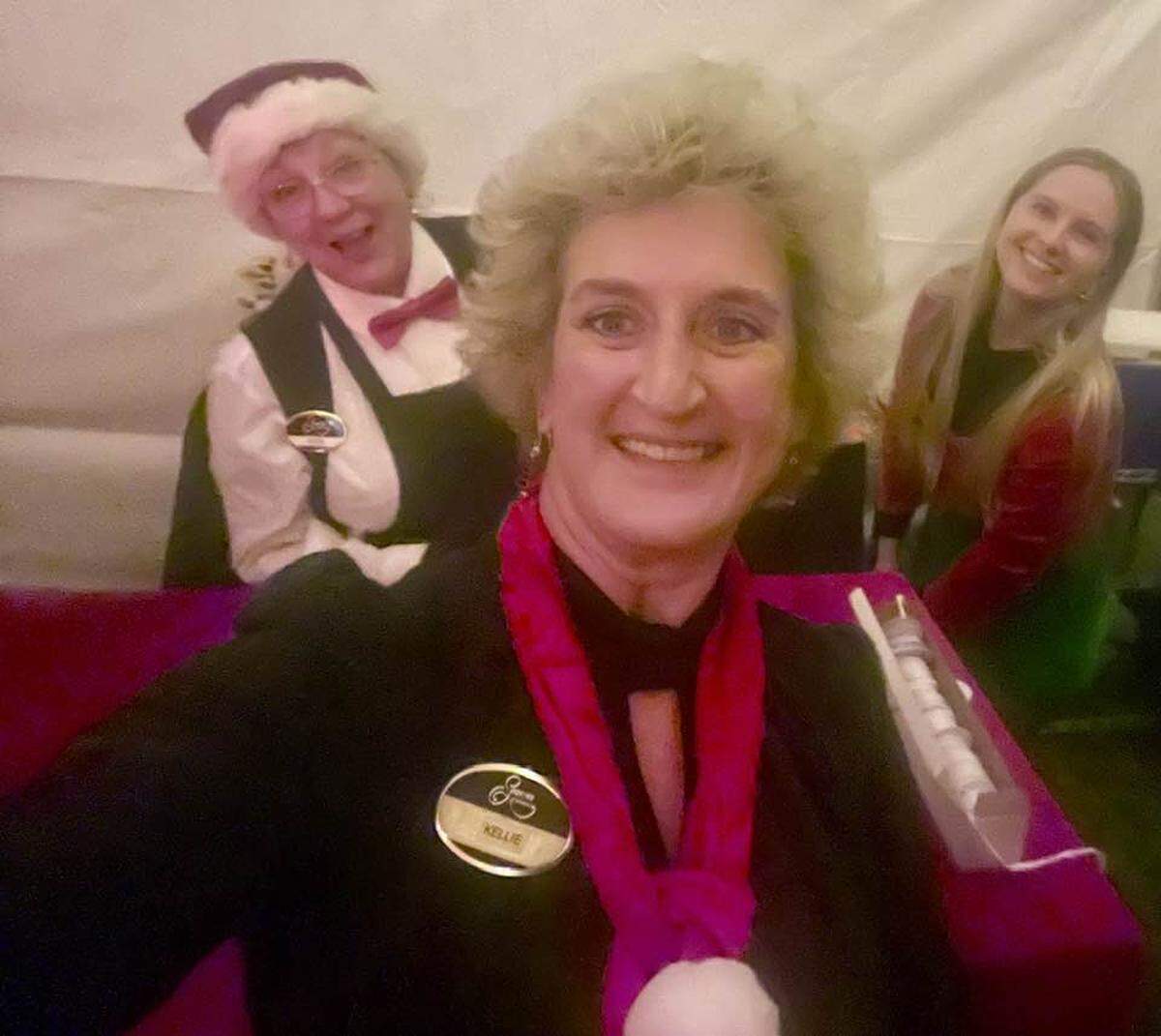 Seasons Catering owner Kellie Stoddart with some of her team members at a holiday party December 2023. This holiday season looks to be busier than ever even though food prices have risen dramatically, she said.
