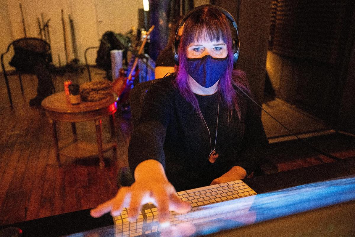 Danielle Barkman, co-owner of Nitrosonic Studios, works on an audio track on Friday, Jan. 29, 2021, at Nitrosonic Studios in Lexington, Kentucky.