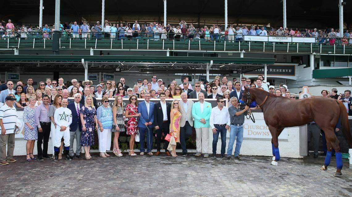 Triple Crown winner Justify was honored with a victory parade at Churchill Downs on July 16. The son of Scat Daddy has been taken out of training after developing filling in his left front ankle.