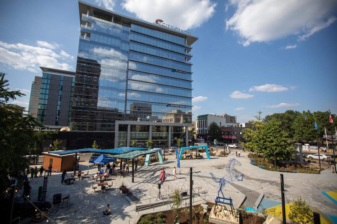 Overview of the reopened Phoenix Park downtown on East Main Street. September 18, 2025.
