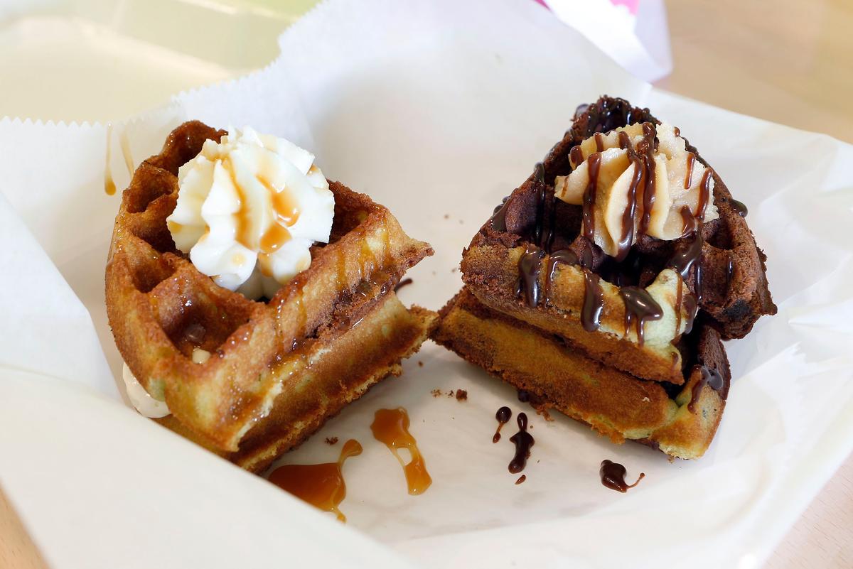 A waffle made with cupcake batter at Make-A-Cake Cupcake Bar at 740 National Avenue. This building has been remodeled to hold several women-owned businesses.