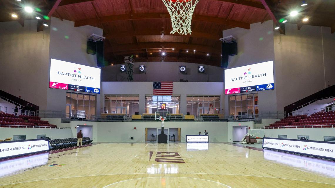 The Eastern Kentucky men’s basketball team will play all but one of its home games this season at a renovated Baptist Health Arena at Alumni Coliseum.